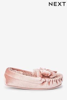 Pink Velvet Moccasin Slippers (T53620) | €9 - €11