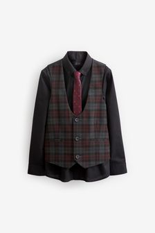Plum Purple Check Waistcoat, Shirt & Tie Set (12mths-16yrs) (T53626) | €14.50 - €21