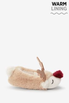 Tan Brown Reindeer Mary Jane Slippers (T53742) | €8 - €9