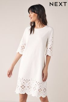 White Print Cut-Out Half Sleeve Summer Dress (T53764) | ₪ 87