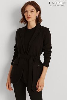 Черный пиджак из смешанного хлопка с завязывающимся поясом Lauren Ralph Lauren (T53767) | €294
