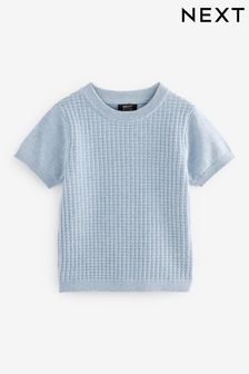 Blue Textured Knitted T-Shirt (3mths-7yrs) (T53889) | 54 SAR - 66 SAR