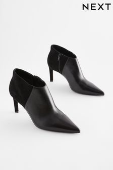 Black Signature Leather Forever Comfort® Point Toe Heeled Shoe Boots (T54051) | ₪ 250