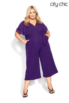 City Chic Purple Flutter Sleeve Jumpsuit (T54065) | $81