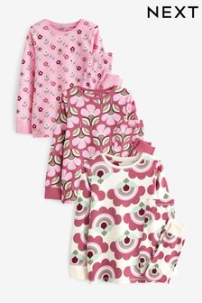 Pink/Cream Retro Print Pyjamas 3 Packs (9mths-12yrs) (T54118) | $88 - $114