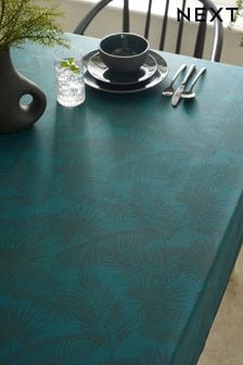 Teal Blue Palm Leaf Wipe Clean Table Cloth (T54239) | 137 QAR