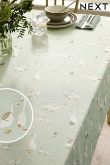 Sage Green Geese Family Wipe Clean Table Cloth (T54242) | €36
