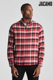 Jacamo Red Long Sleeved Check Flannel Shirt (T54392) | $49