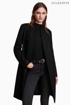 AllSaints Black Sidney Coat (T54450) | OMR155