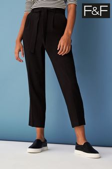 F&F Black Belted Tapered Trousers (T54502) | €9