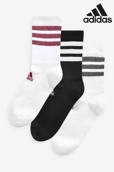 adidas White Glam 3-Stripes Cushioned Crew Sport Socks 3 Pairs Adult (T54915) | €21.50