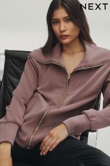 Sivkasto rjava - Premium jakna z zadrgo (T54927) | €21