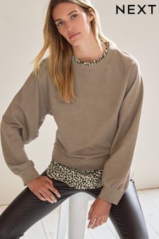Neutral Long Sleeve Layered Sweatshirt with Woven Shirt (T54931) | €23