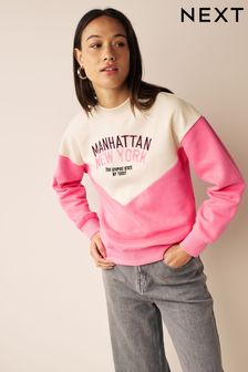 Pink/White New York City Graphic Sweatshirt (T54933) | kr327