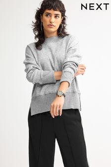 Grey High Neck Cosy Soft Touch Knit Jumper (T54935) | €38