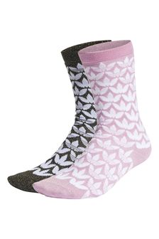 adidas Originals Pink Monogram Full Glitter Crew Socks 2 Pairs (T54943) | €21.50