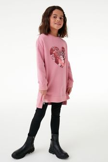 Pink Sequin Heart Jumper Dress (3-16yrs) (T55011) | €21.50 - €28