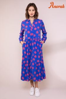 Anorak Blue Posy Ecovero Midi Shirt Dress (T55052) | €55