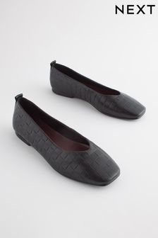Black Signature Leather Hi Cut Ballerina Shoes (T55216) | €19.50