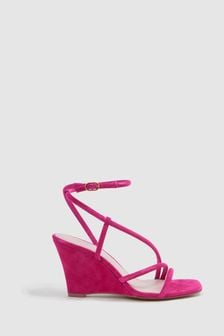 Reiss Pink Cassie Suede Strappy Wedge Heels (T55228) | AED1,210