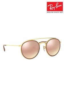 Золотистые круглые солнцезащитные очки с двойным мостом Ray-ban (T55247) | €243
