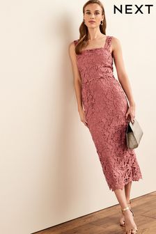 Blush Pink Lace Co-Ord Midi Skirt (T55317) | $91