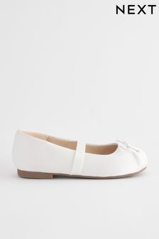 ستان مقاوم للبقع لون أبيض - حذاء مناسبات باليرينا (T55321) | 107 ر.س - 119 ر.س