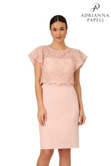 Adrianna Papell Natural Sequin Guipure Crepe Dress (T55336) | kr2 910