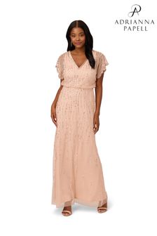 Adrianna Papell Pink Studio Beaded Blouson Gown (T55346) | €211