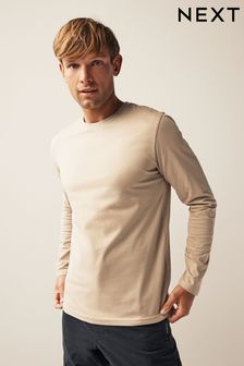 Stein/Natur - Regulär - Langärmeliges T-Shirt mit Rundhalsausschnitt (T55350) | 10 €