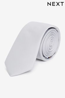 Silver Slim Recycled Polyester Twill Tie (T55378) | $14
