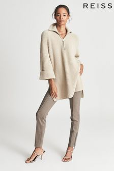 Reiss Natural Jean Ribbed Zip Neck Jumper (T55468) | €292