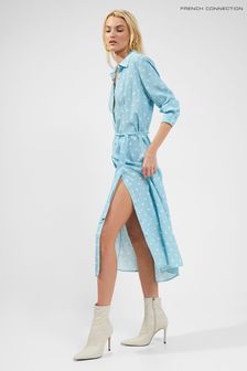 French Connection Blue Augustine Delphine Midi Shirt Dress (T55572) | €121