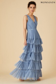 Niebieska sukienka warstwowa maxi Monsoon Tilly (T55617) | 618 zł