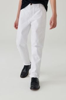 Bílá - Strečové plátěné kalhoty (3-17 let) (T55748) | 455 Kč - 645 Kč