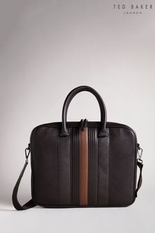 Bolso portadocumentos marrón de rayas de poliuretano Nevver Brn-Choc de Ted Baker (T55826) | 98 €