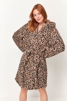 Anya Madsen Brown Leopard Print Short Robe (T55886) | ₪ 140