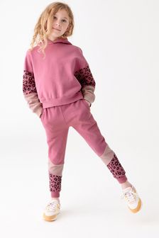 Rosa/diseño animal - Conjunto de sudadera con capucha y pantalones de chándal (3-16 años) (T55899) | 32 € - 40 €