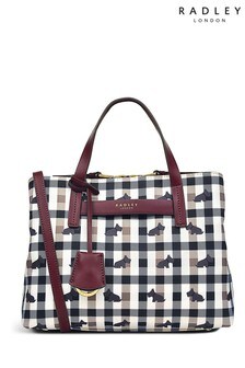 Radley London White Chalk Finsbury Park Checked Dog Grab Bag (T55940) | HK$1,326