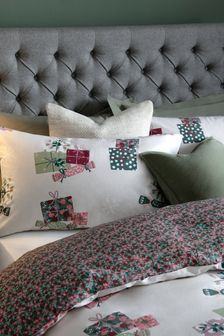Natural Cream Christmas Present Ditsy Floral 100% Cotton Duvet Cover and Pillowcase Set (T56374) | €11.50 - €30