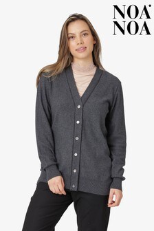 Noa Noa Grey Essential Cotton Long Sleeve Cashmere Cardigan (T56586) | 120 €