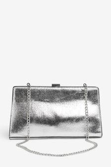 Silver Structured Clutch Bag (T56593) | €35