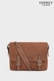 Čokoladno rjava velika usnjena torbica s poklopcem OSPREY LONDON (T56701) | €165
