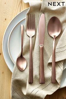 16 Piece Brushed Copper Effect Stainless Steel Cutlery Set (T56774) | €21.50