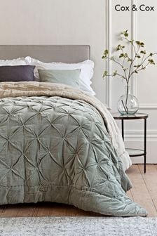 Cox & Cox Green Velvet and Linen Kingsize Bedspread (T56885) | €512