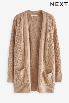 Camel Brown Next Cable Cardigan (T56927) | $65