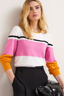 Pink/Orange/Farbblockdesign - Pullover mit Rundhalsausschnitt (T56976) | CHF 22
