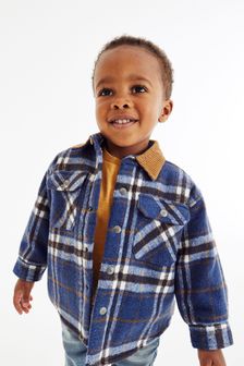 Modra karirasta - Podložena svičasta jakna Teddy (3 mesecev–7 let) (T56995) | €19 - €23