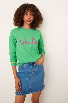 Grün - Pullover mit „Viola“-Schriftzug (T57058) | 39 €