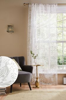 White Peacock Sheer Panel Voile Curtains (T57206) | ₪ 82 - ₪ 98